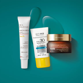 Combo Botik mascara facial nocturna + Crema reparadora cica pantenol acido glicólico + Protector solar Fps 30 en Oboticário Colombia