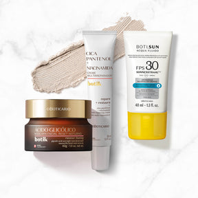 Combo Botik mascara facial nocturna + Crema reparadora cica pantenol acido glicólico + Protector solar Fps 30 en Oboticário Colombia