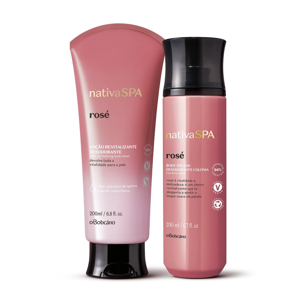 Kit de cuidado corporal Rose: Loción corporal + Body splash Nativa Spa