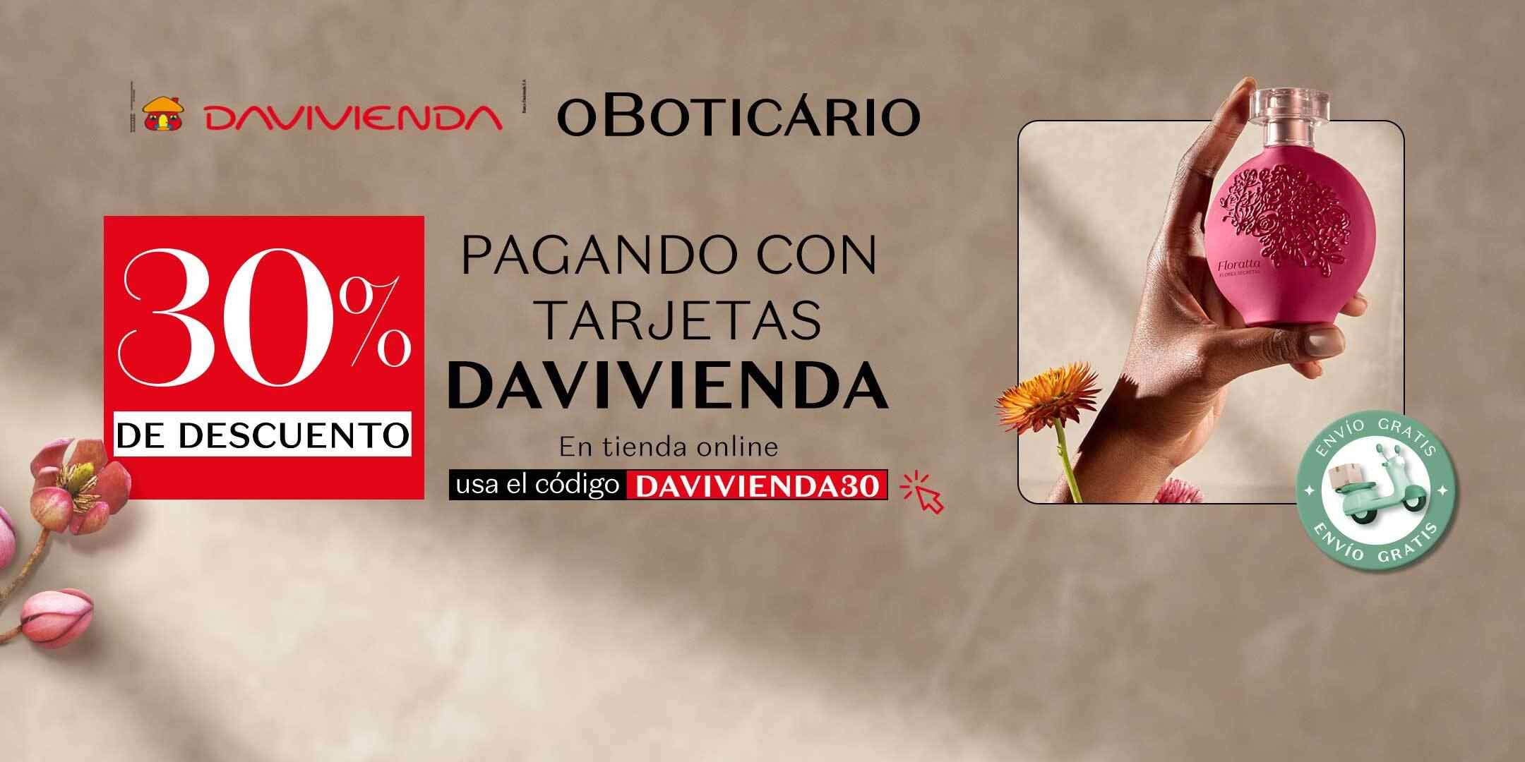30% dcto pagando con tarjeta del banco Davivienda