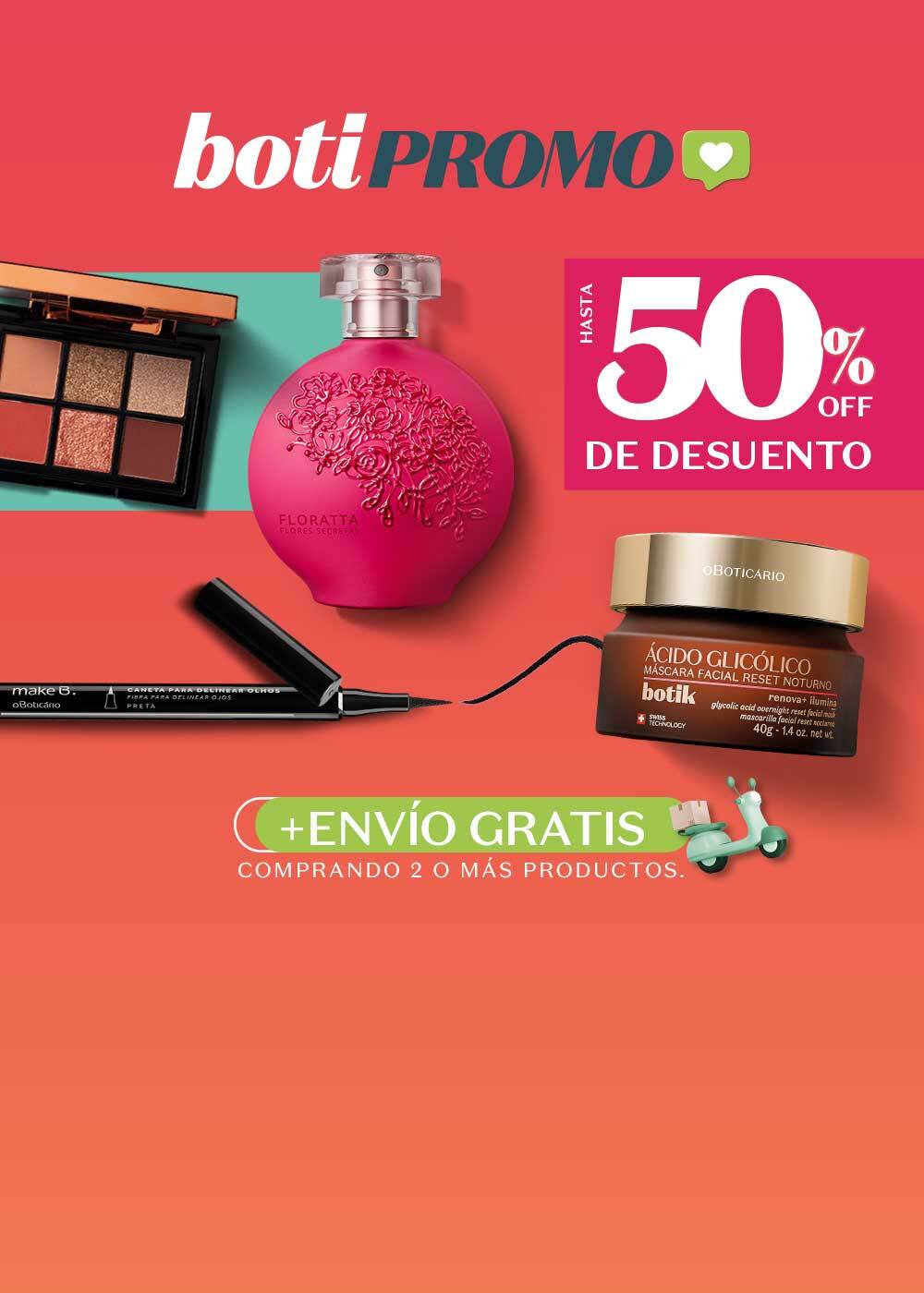 boti promo  50% dcto en productos de belleza + envío gratis 